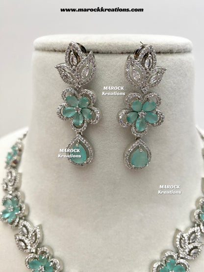 Sibani Silver American Diamond Necklace set