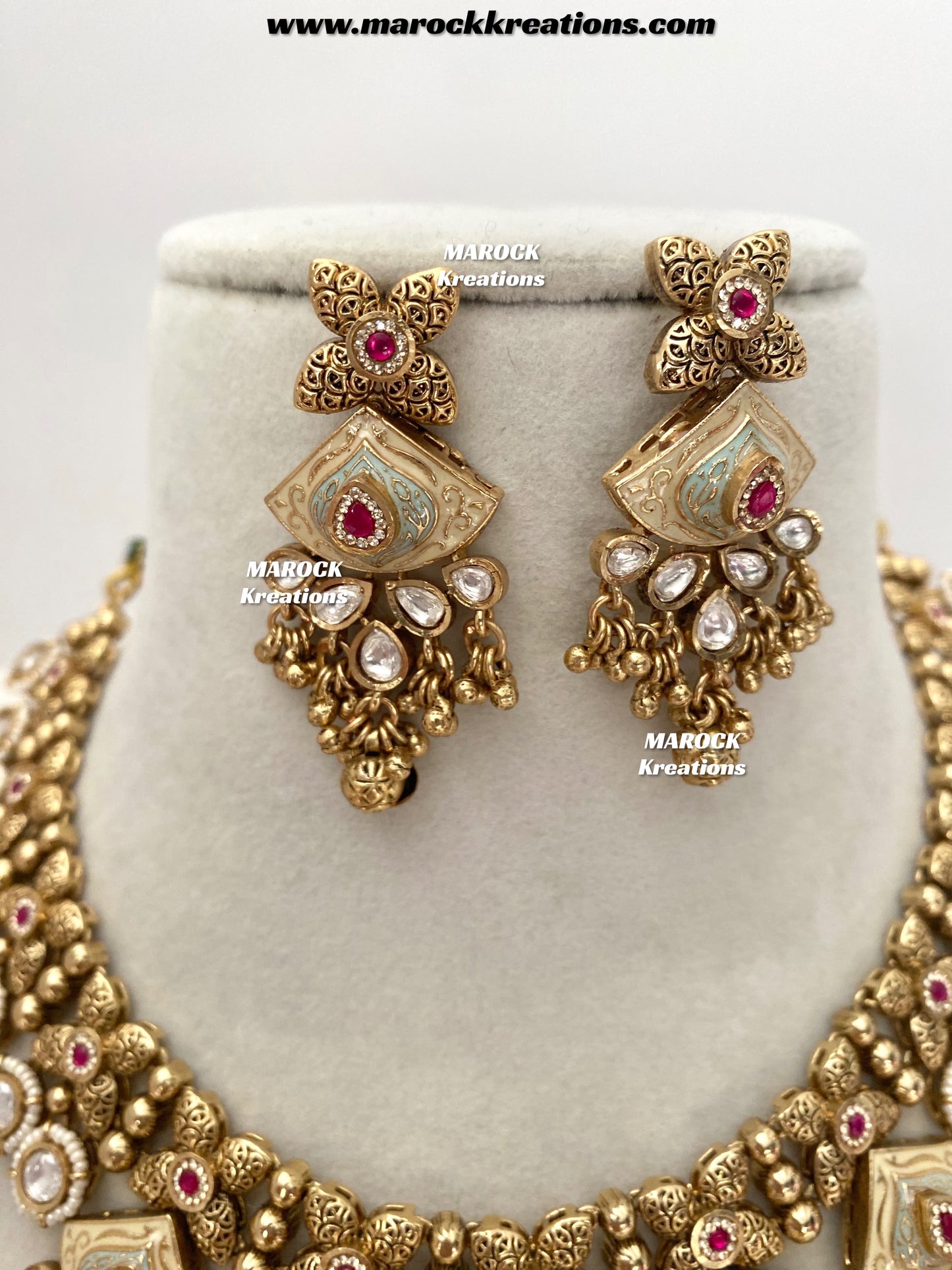 Rashida Premium Quality exclusive Gold Plated Meenakari Rajwadi necklace set