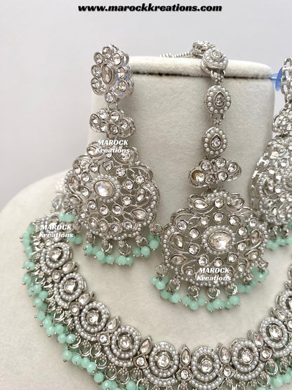 Silver Stone Necklace set