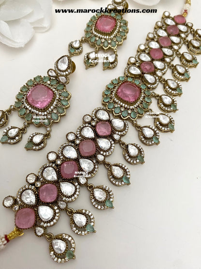 Vinny Premium Quality Moissanite Kundan Statement choker set