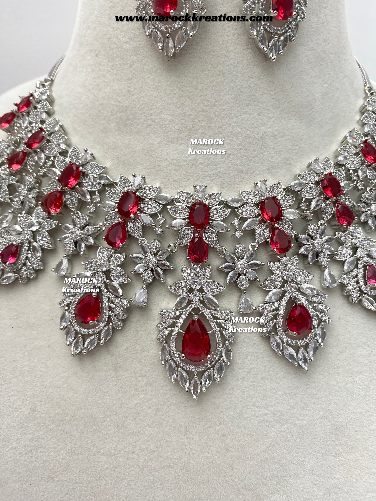 Austin Silver American Diamond Necklace set