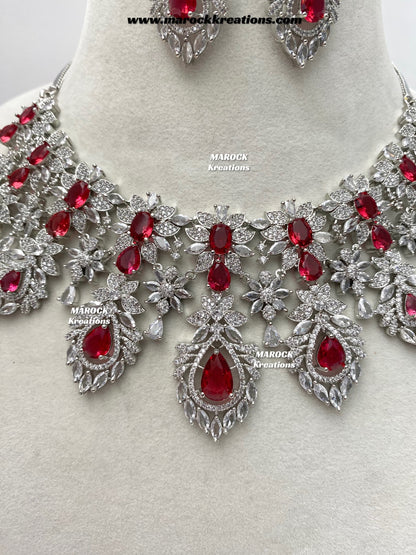 Austin Silver American Diamond Necklace set