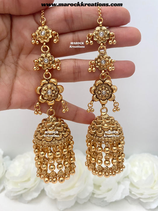 Aryani Premium Quality Gold Plated Jhumki Earrings comes with Saharey