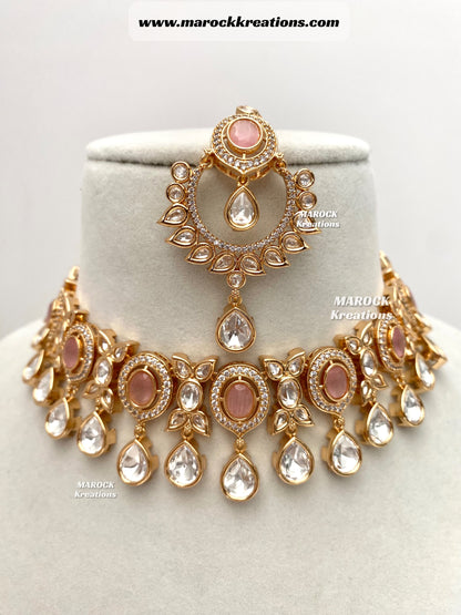 Naaz Tyani inspired Premium Quality gold plated Kundan Statement Necklace set