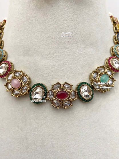 Arina Premium Quality Kundan Single line necklace set