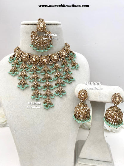 Shaya Antique Gold Polki waterfall Choker set