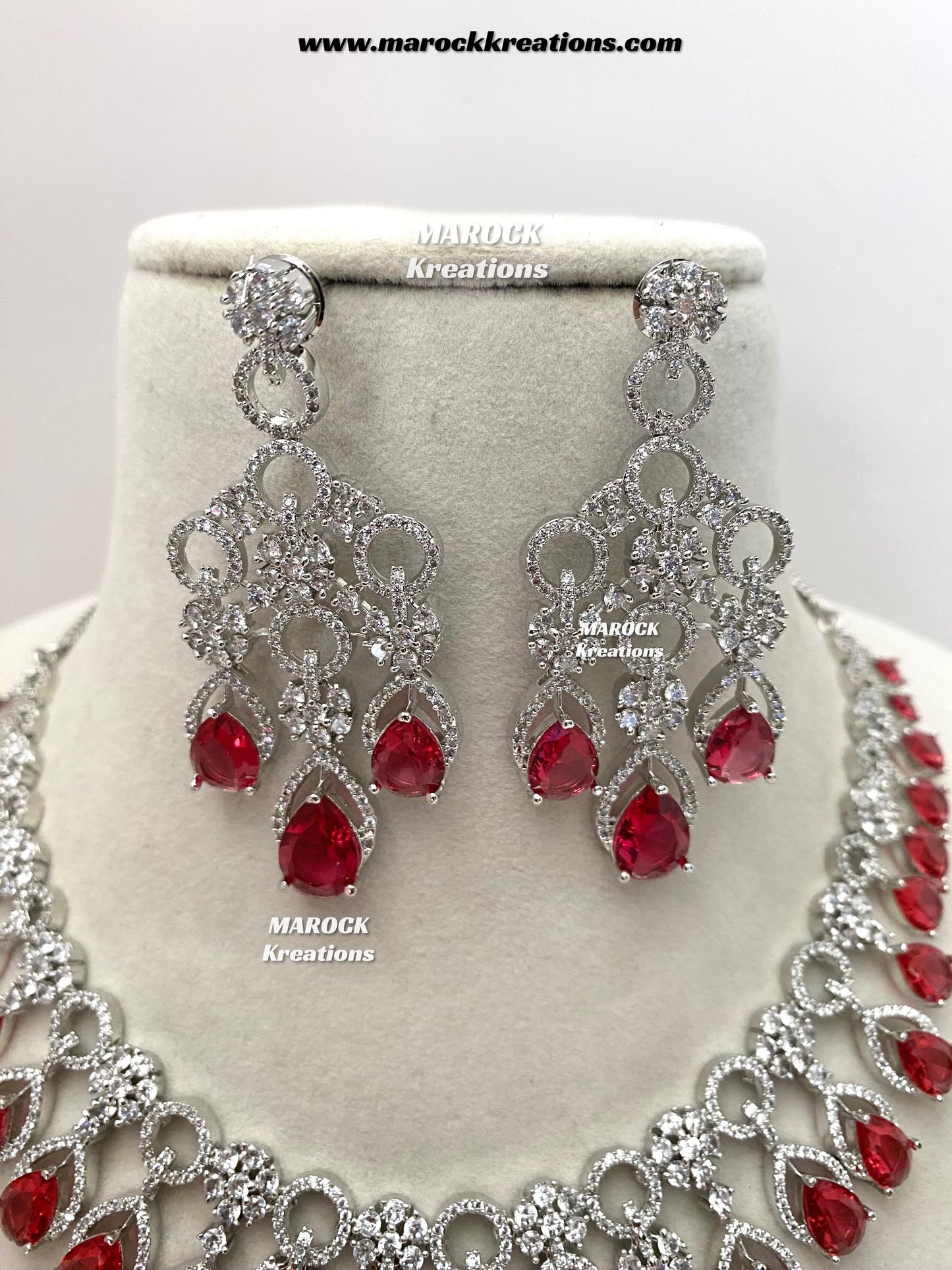 Anshika Silver American Diamond Necklace set