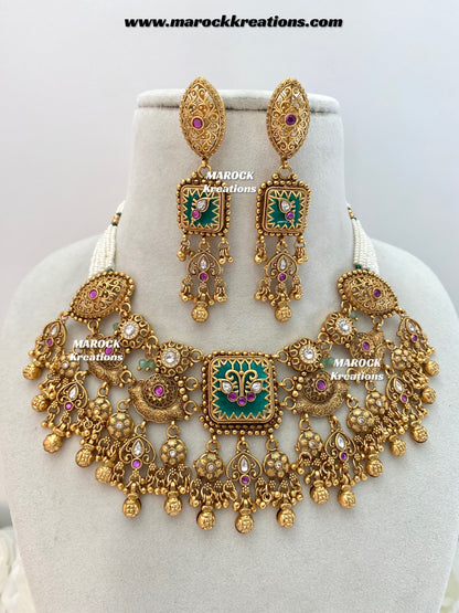 Jeena Premium Quality exclusive Gold Plated heritage necklace set