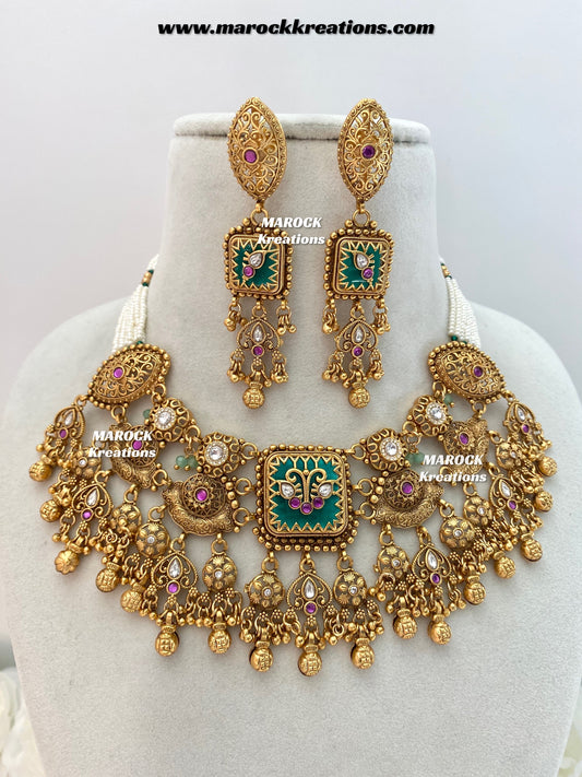 Jeena Premium Quality exclusive Gold Plated heritage necklace set
