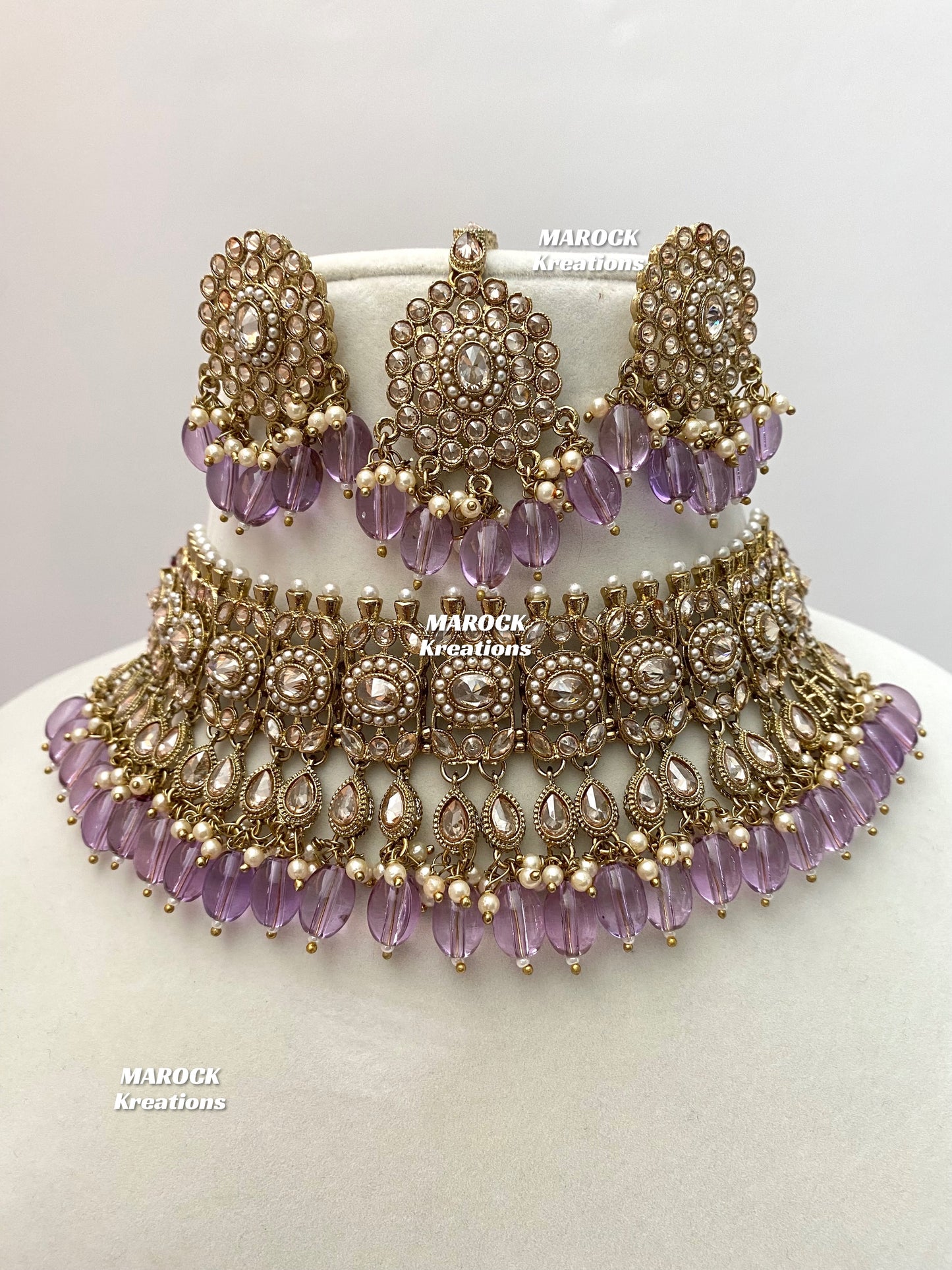 Antique Gold Polki choker sets