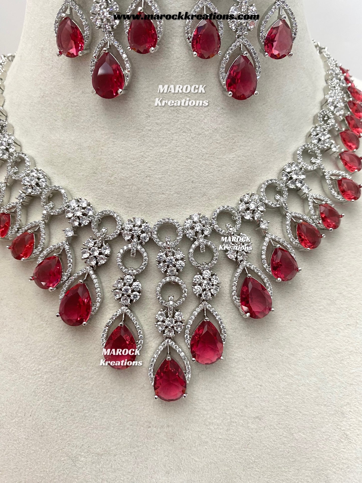 Anshika Silver American Diamond Necklace set