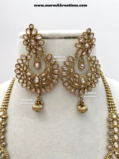Narmeen Premium Quality Polki Statement Rani haar set