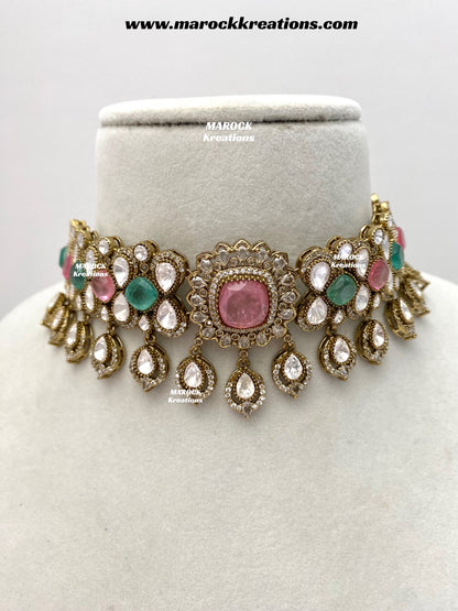 Vinny Premium Quality Moissanite Kundan Statement choker set