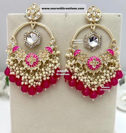 Light Gold Kundan Statement Earrings