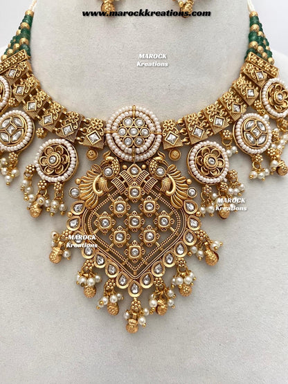 Denia Premium Quality Gold plated Rajwadi Meenakari necklace set