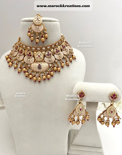 Zara Premium Quality Gold plated Kundan Necklace set