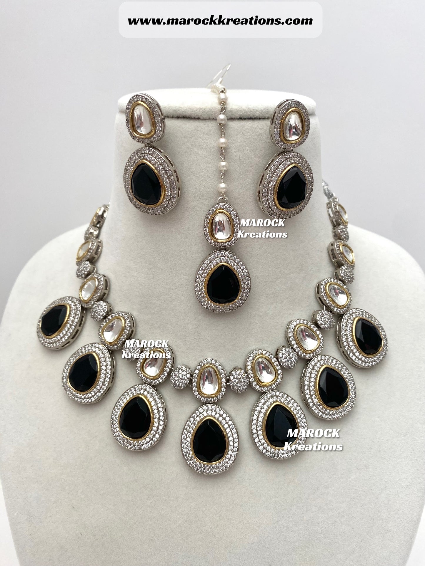 Evelyn Tyani inspired Premium Quality dual tone Kundan Necklace set