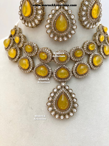 Zafina Premium Quality Moissanite Kundan Statement Choker/Necklace set
