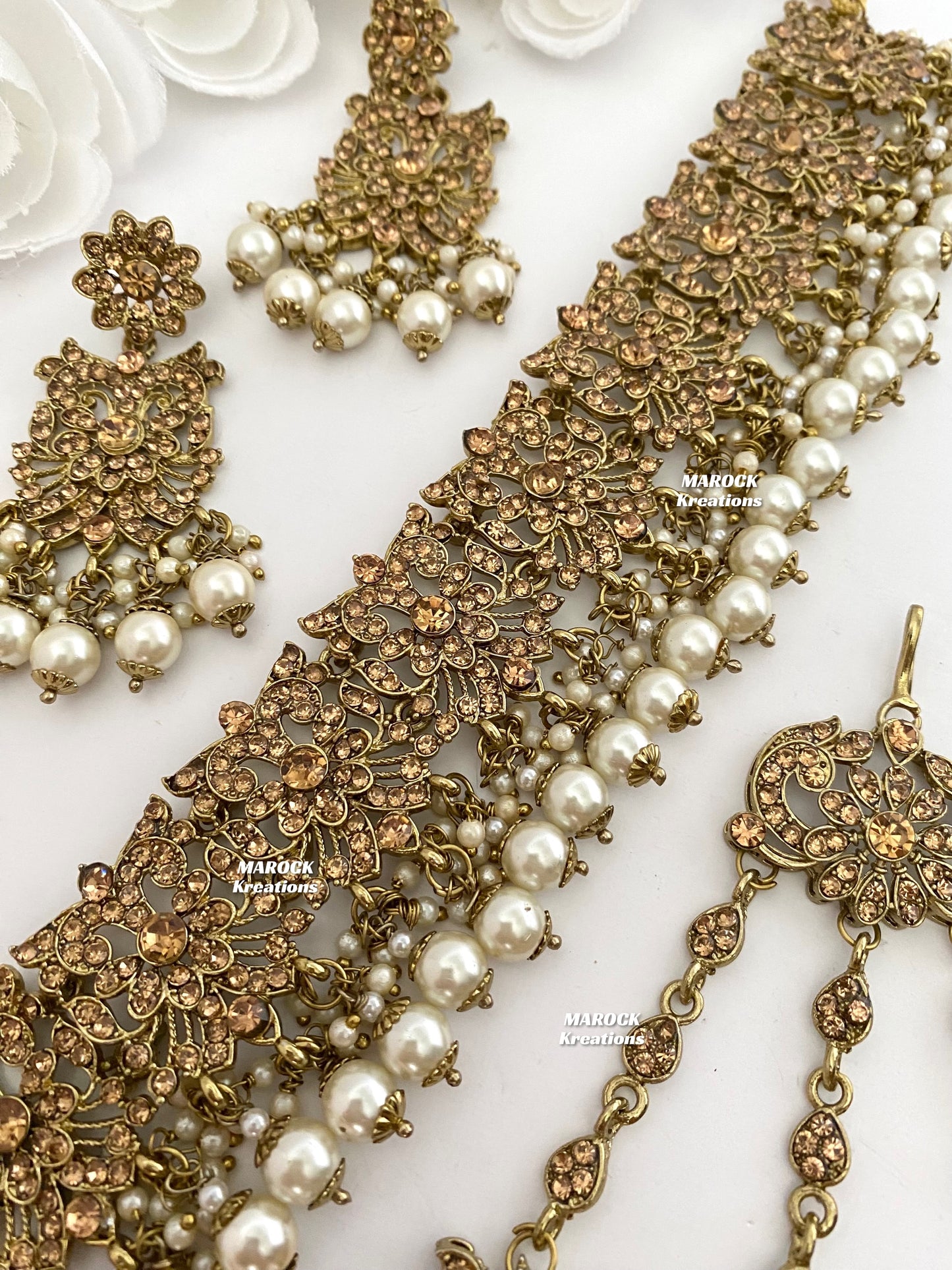 Antique Gold Pakistani Choker set