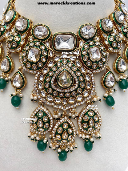 Sanuja Kundan Meenakari Statement Necklace set/Bridal set