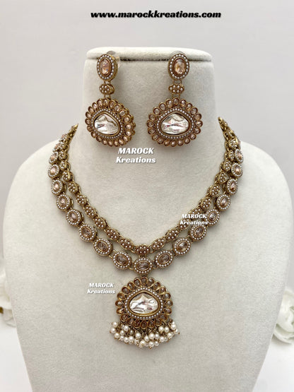 Nadira Kundan Polki double layer Necklace set