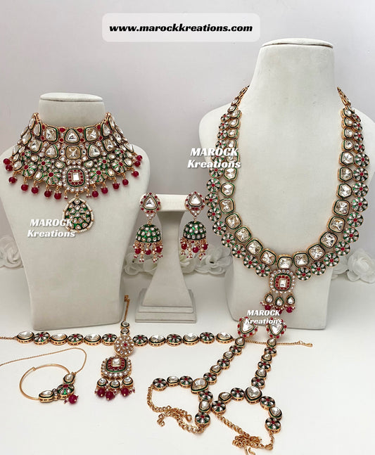 Trendy Uncut Kundan Statement Bridal set