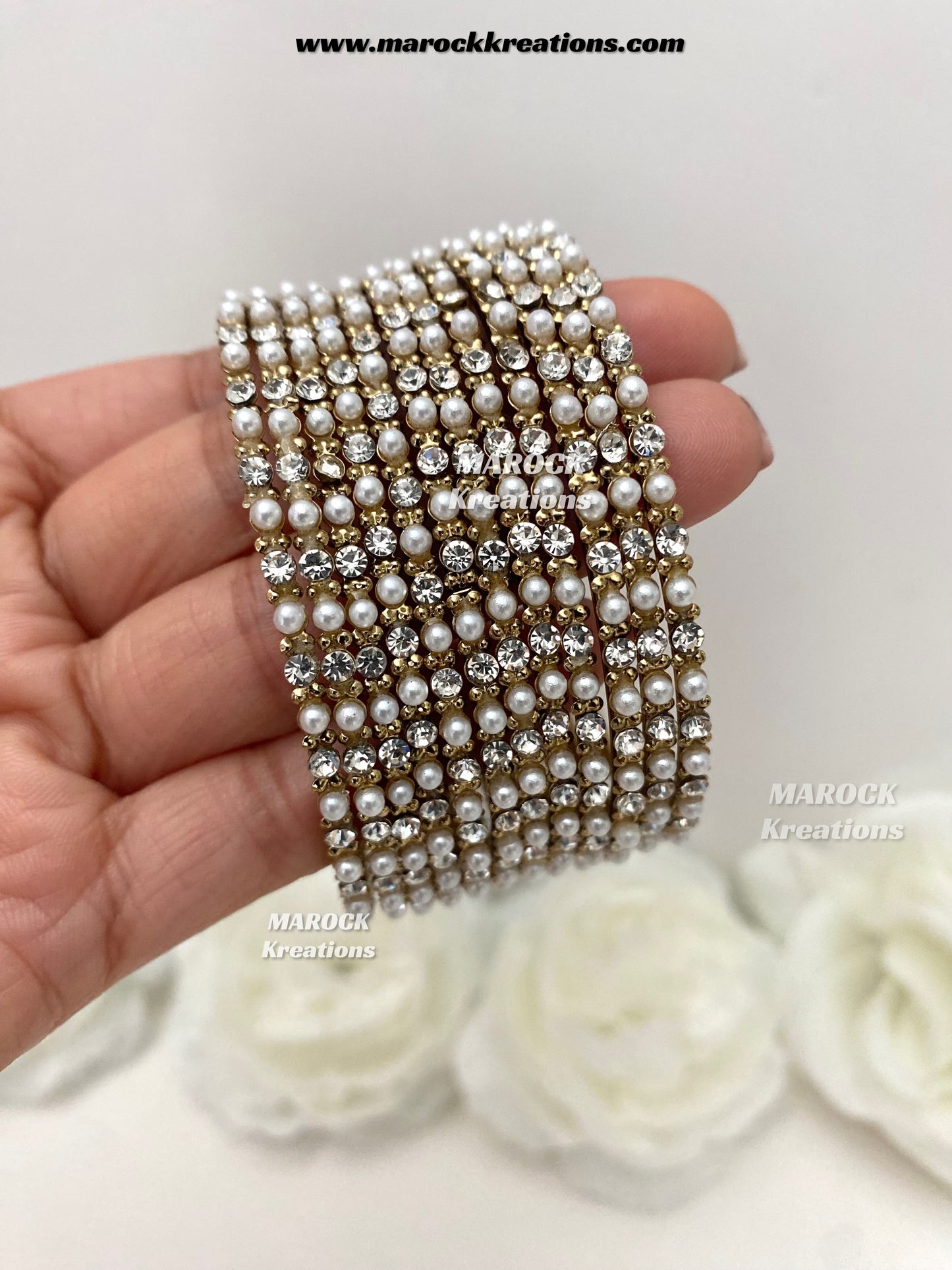 Kimmi Pearl and stones Bangles (Set of 12)