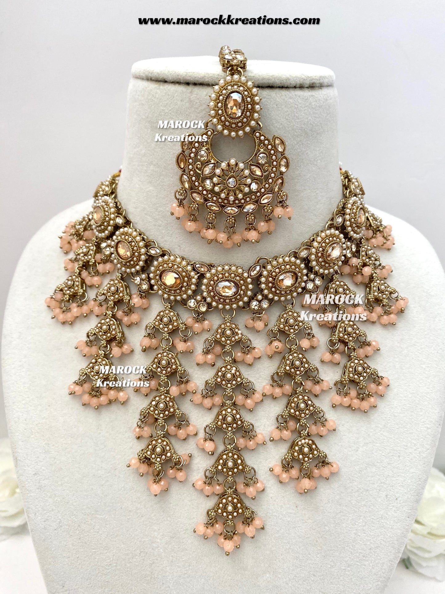 Shaya Antique Gold Polki waterfall Choker set
