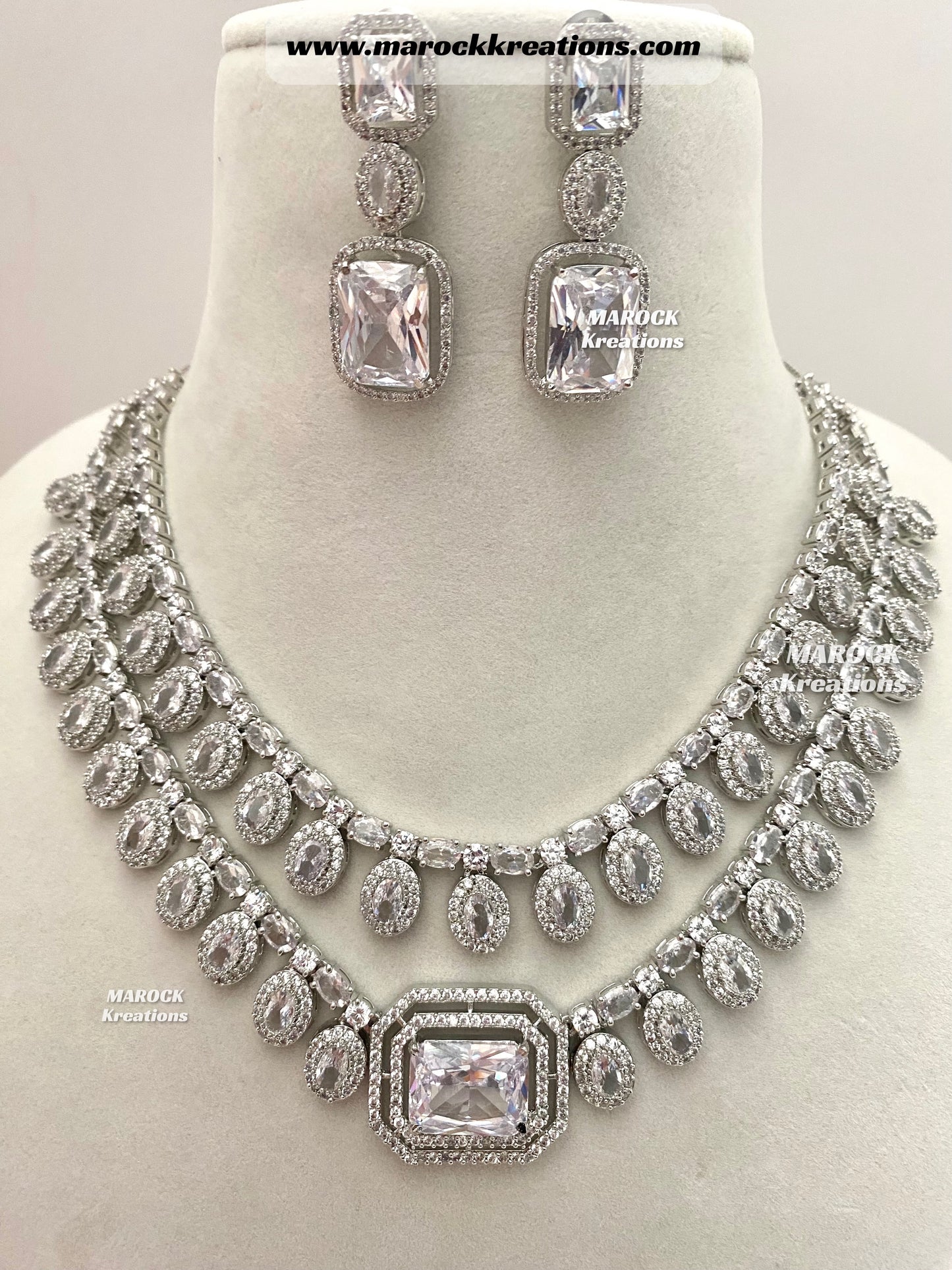 Clara American Diamond Double Layer Necklace set