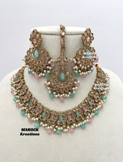 Antique Gold Polki Necklace set