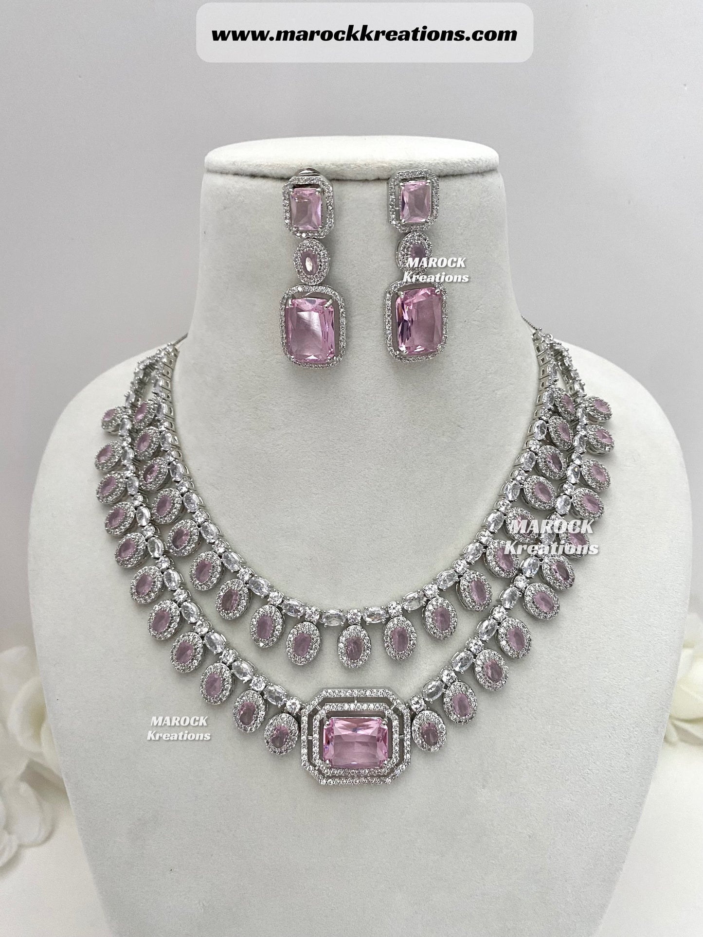 Clara American Diamond Double Layer Necklace set