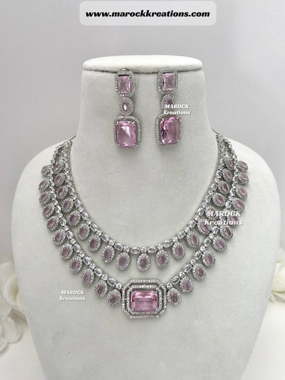 Clara American Diamond Double Layer Necklace set