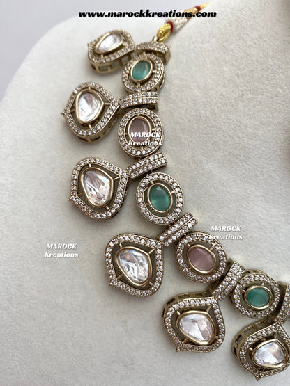 Gunjan Premium Quality Moissanite Kundan Necklace set