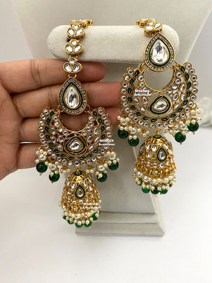 Premium Quality Kundan Green Bridal set/Indian bridal jewelry