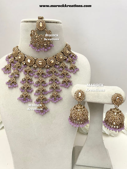 Shaya Antique Gold Polki waterfall Choker set