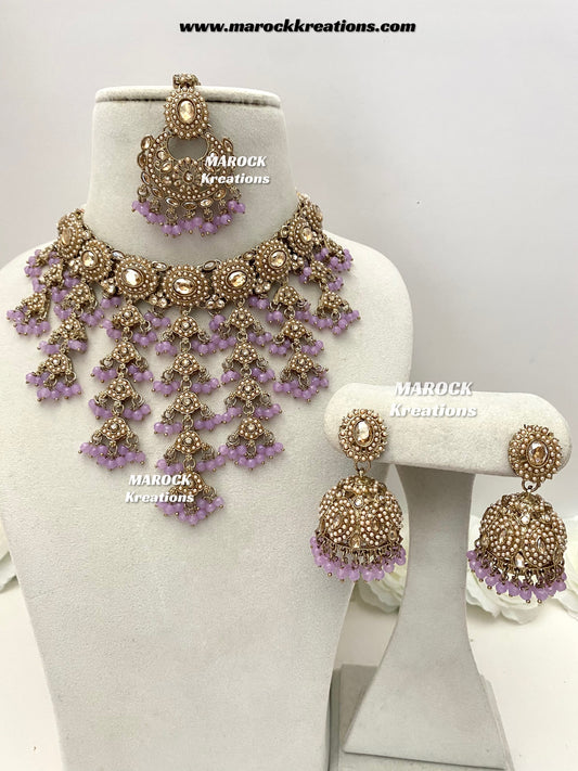 Shaya Antique Gold Polki waterfall Choker set