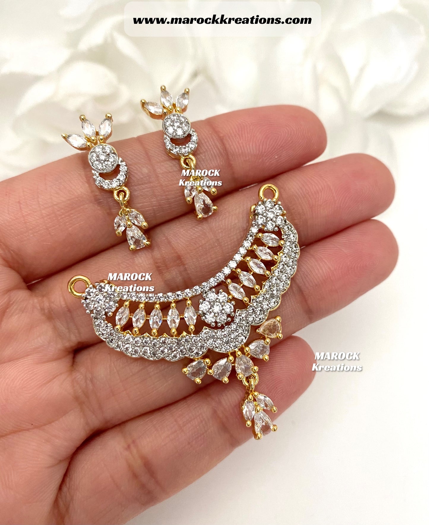 American Diamond Mangalsutra pendant with matching earrings