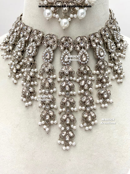 Rumona Silver Polki Choker set