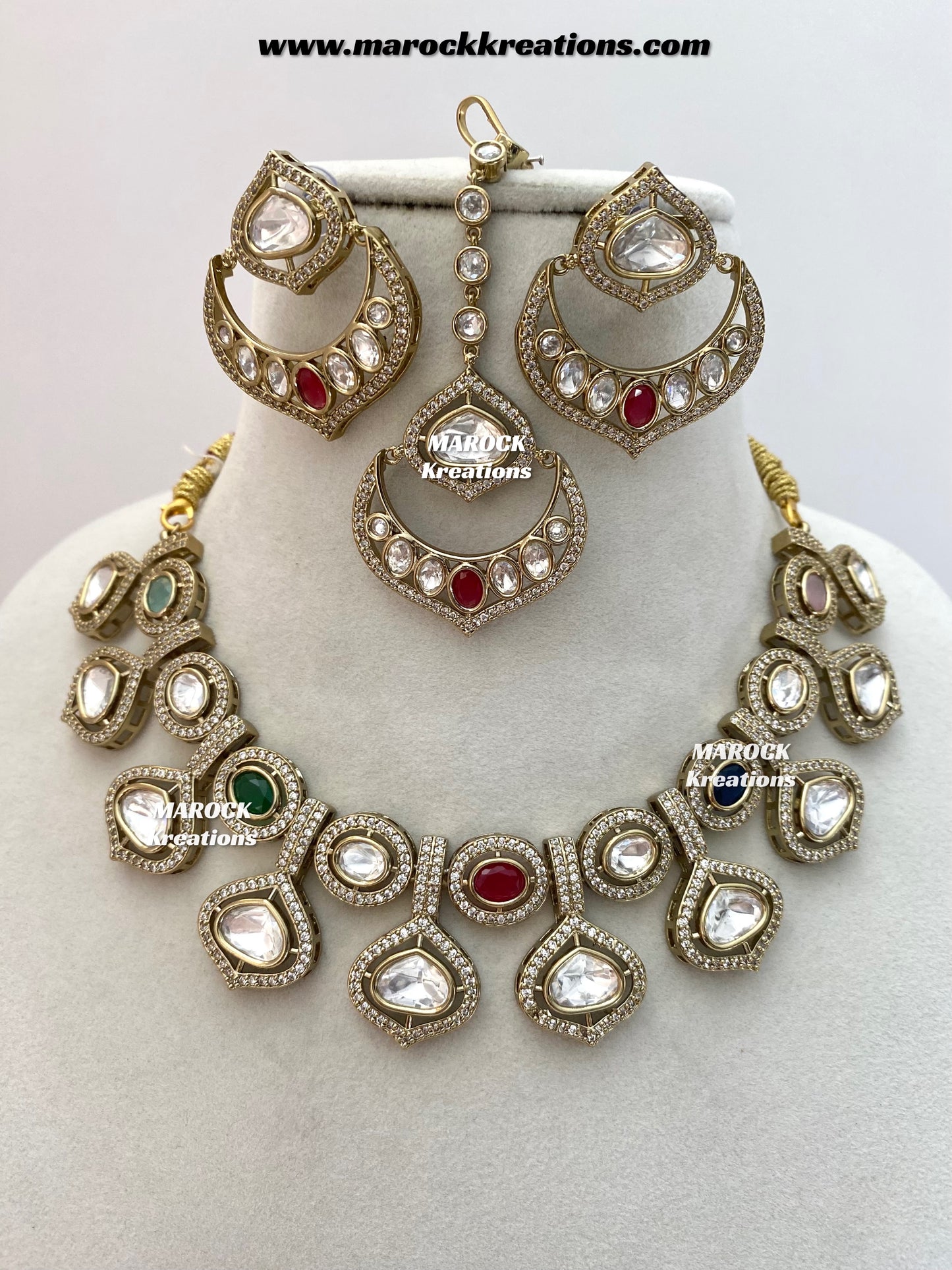 Gunjan Premium Quality Moissanite Kundan Necklace set