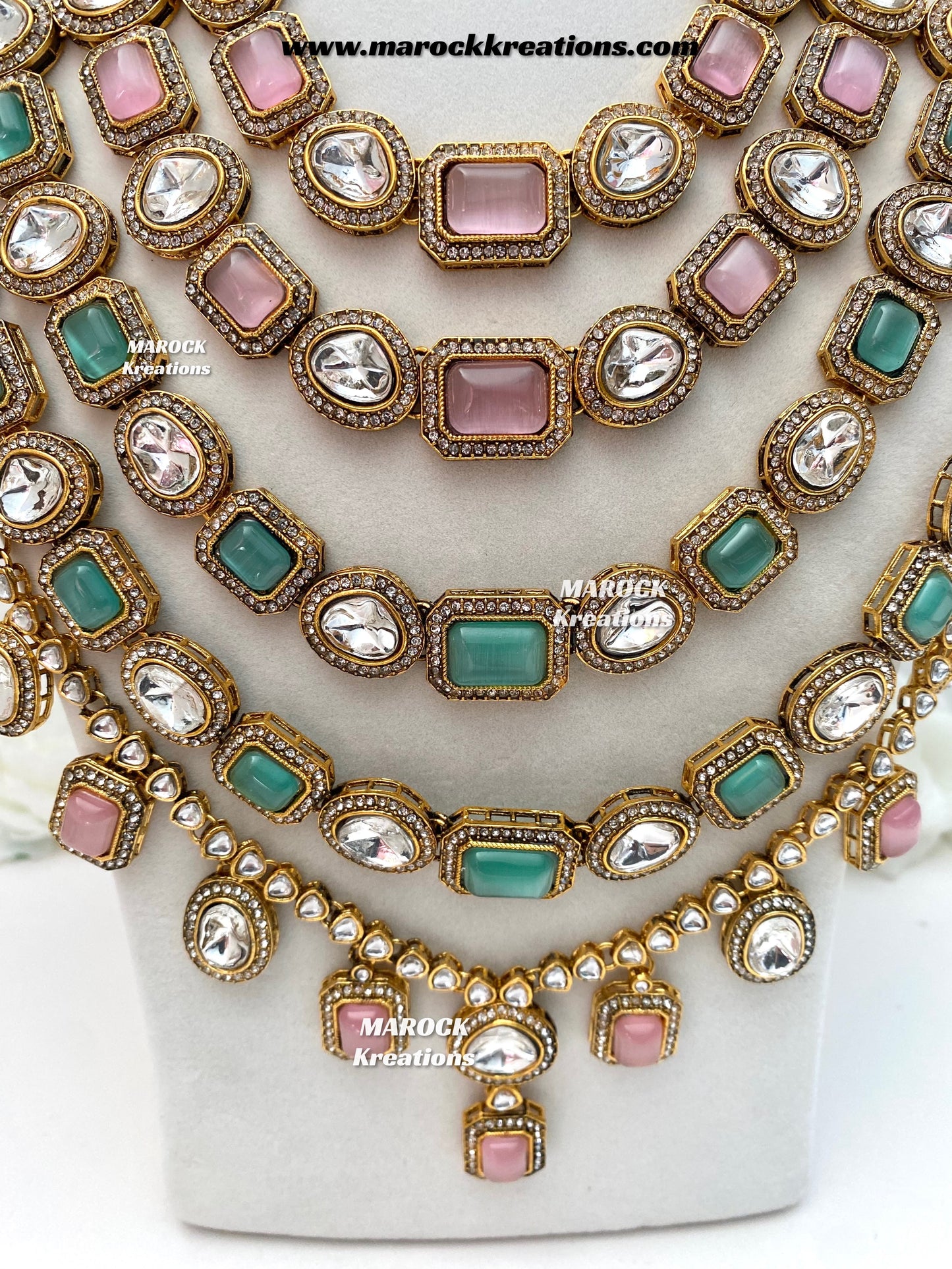 Samira Premium Quality Kundan Multi layer statement Rani haar set