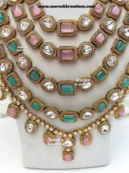Samira Premium Quality Kundan Multi layer statement Rani haar set