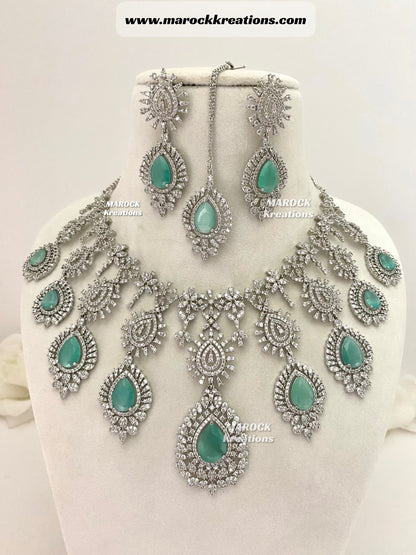 Zahra Silver American Diamond Necklace set