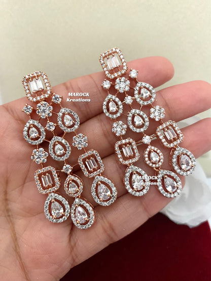 Rose Gold American Diamond Earrings