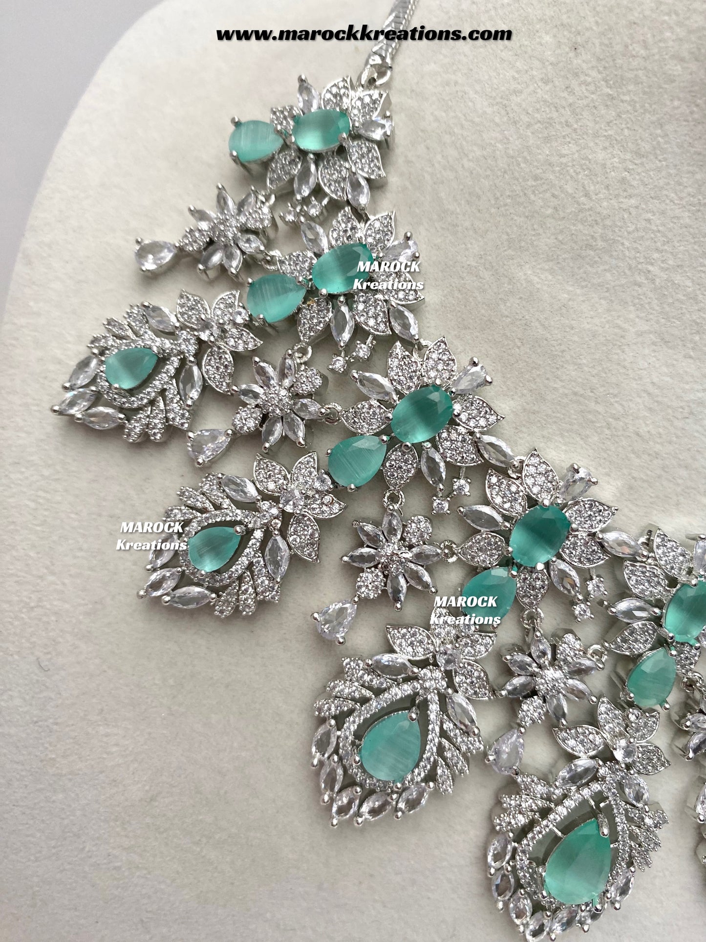 Austin Silver American Diamond Necklace set