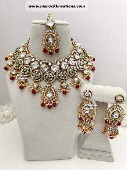 Hazel Kundan Meenakari Statement Necklace set/Bridal set