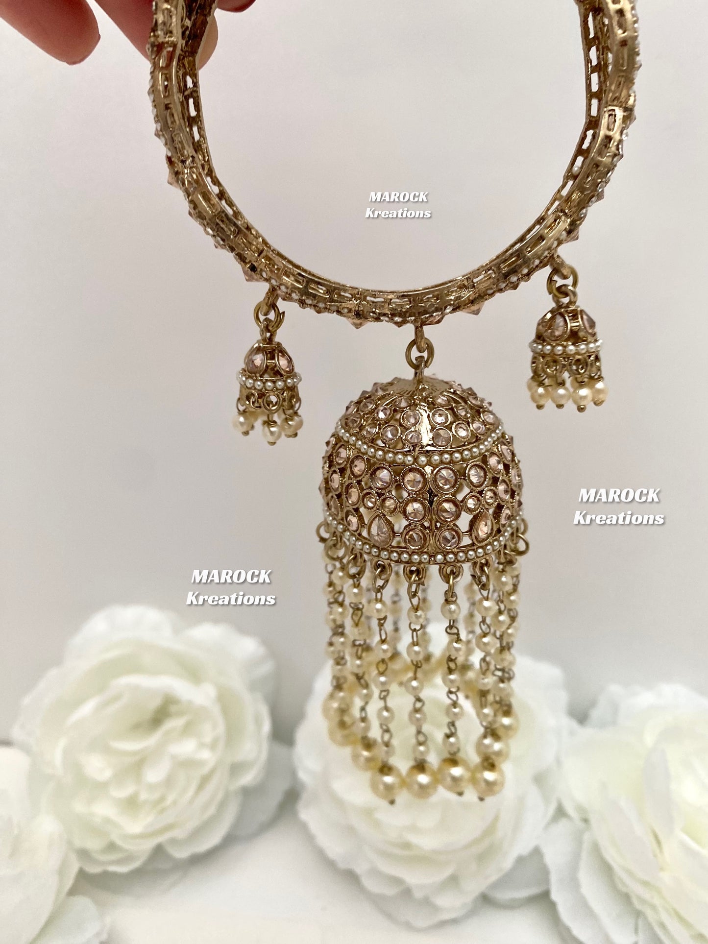 Kaynat Antique Gold Kaleere style Jhumki Bangles/Kade
