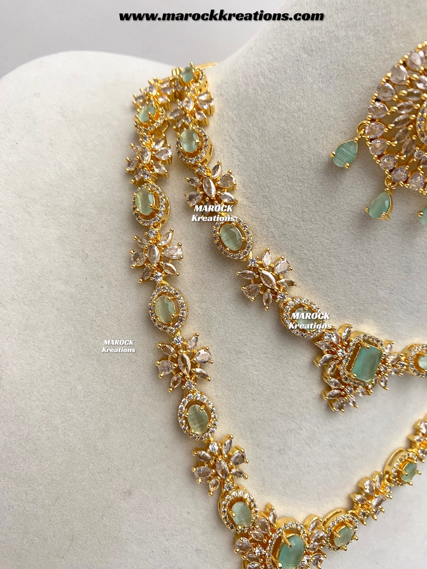 Farhat Golden American Diamond Necklace set
