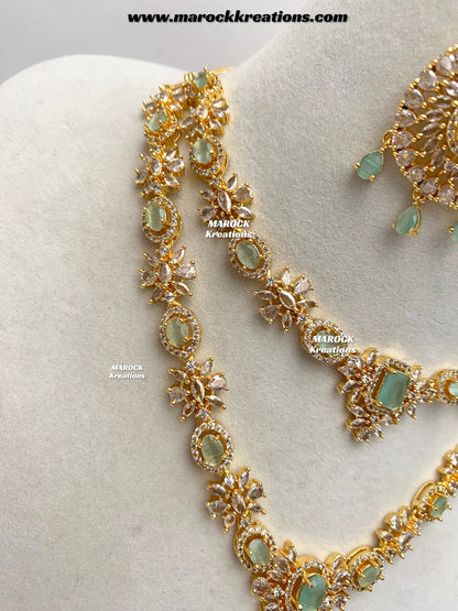 Farhat Golden American Diamond Necklace set