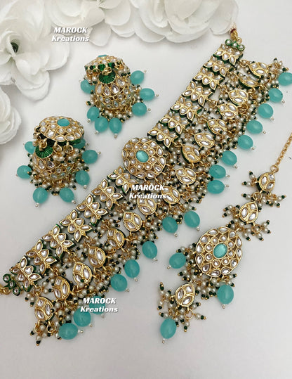 Premium Quality Thappa Kundan Statement Choker set