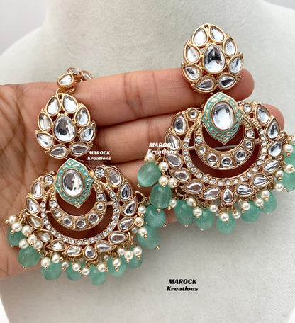 Kaniz Premium Quality Rose Gold Kundan Meenakari Choker/Necklace set